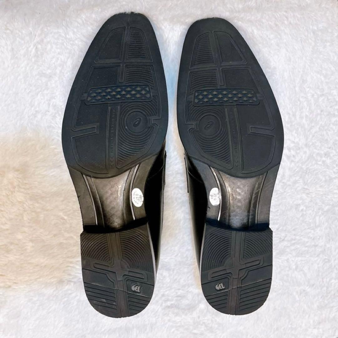 アシックス ランウォーク ビジネスシューズ 黒 本革 ローファー 通勤通学