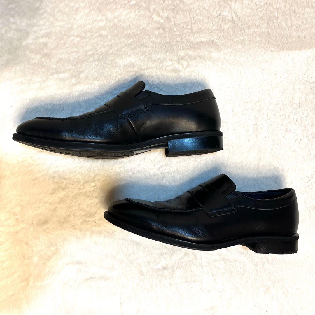 アシックス ランウォーク ビジネスシューズ 黒 本革 ローファー 通勤通学