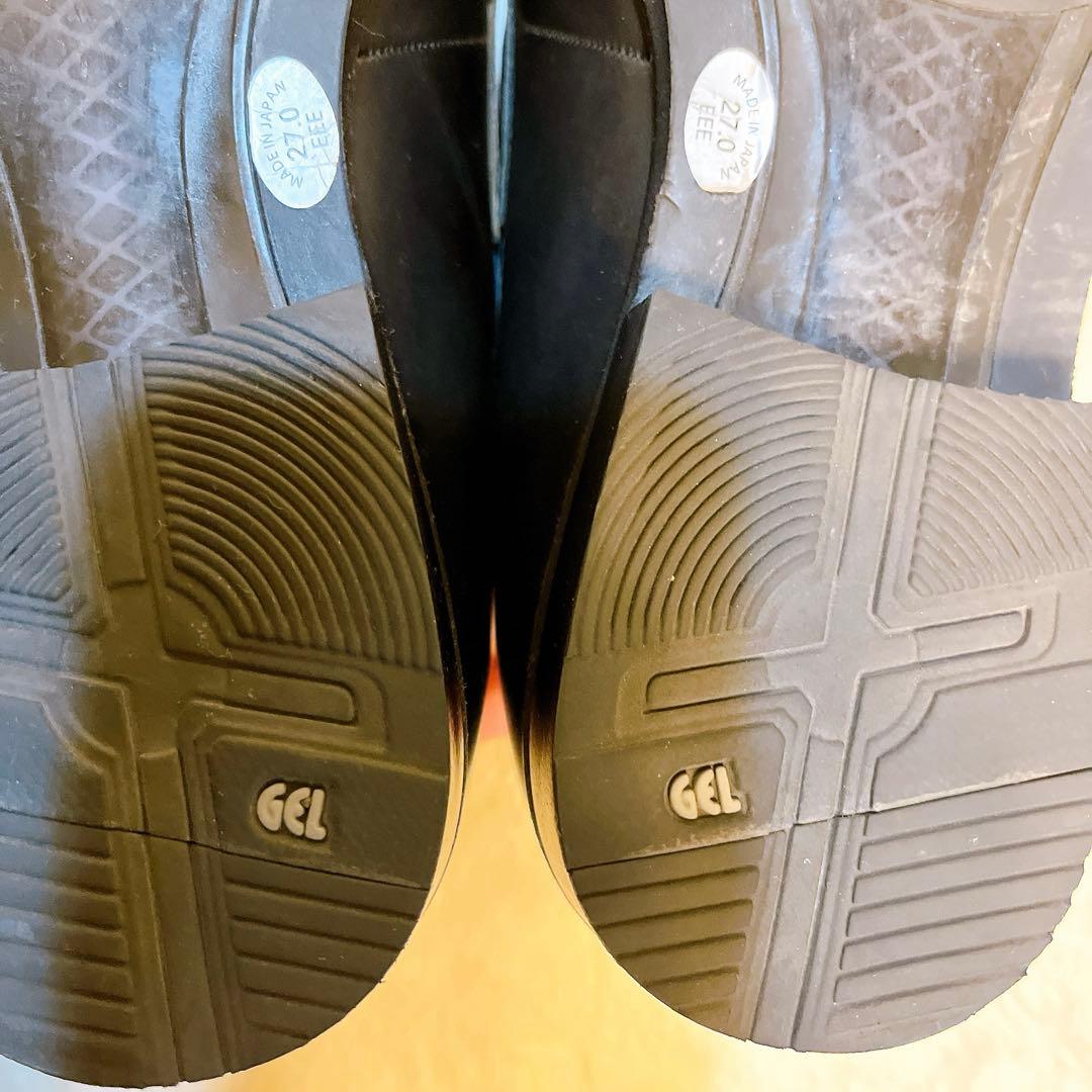 アシックス ランウォーク ビジネスシューズ 黒 本革 ローファー 通勤通学