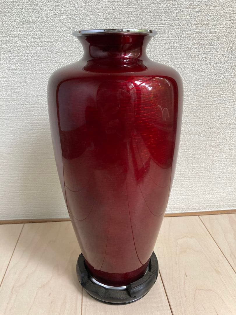 七宝焼花瓶　木箱・台座付