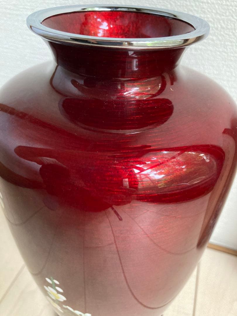 七宝焼花瓶　木箱・台座付