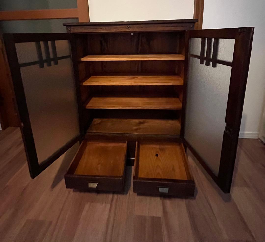 【３月末まで】［昭和レトロ］古道具　ガラス扉キャビネット