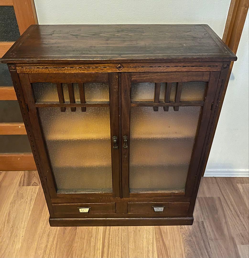 【３月末まで】［昭和レトロ］古道具　ガラス扉キャビネット