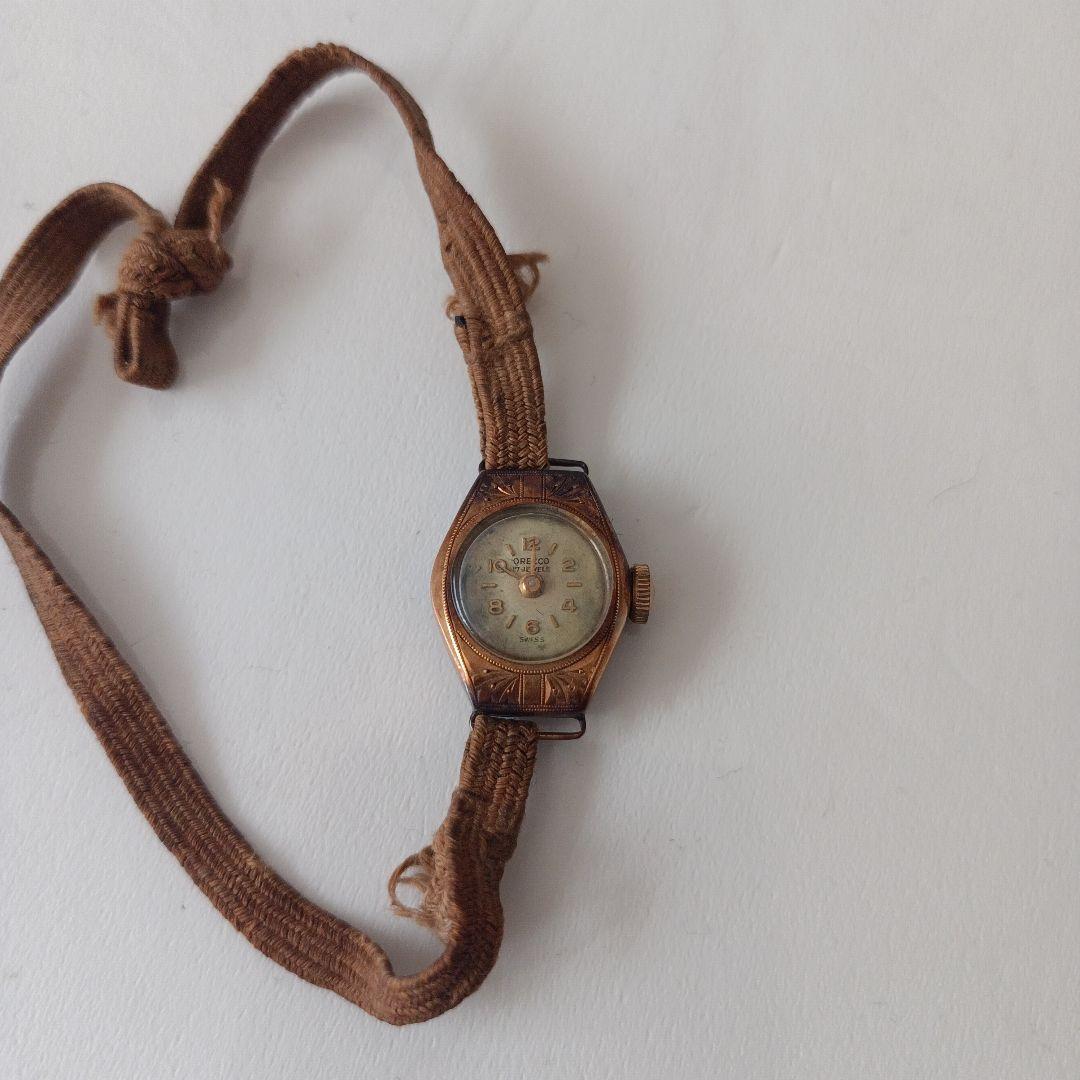 手巻き時計 ゴールド 六角形