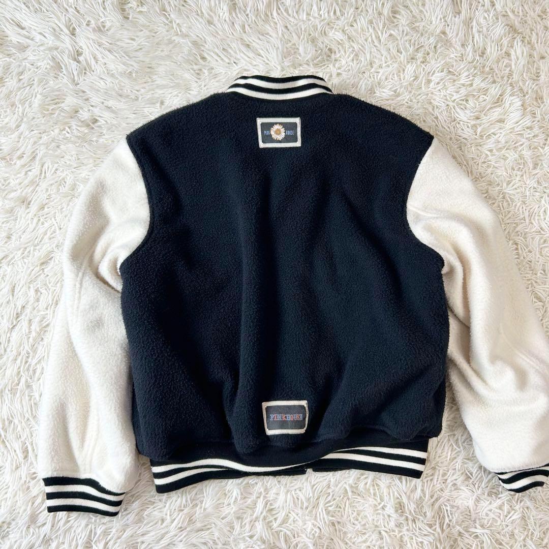 ピンクハウス ボアスタジャン オーバーサイズ ワッペン ブラック