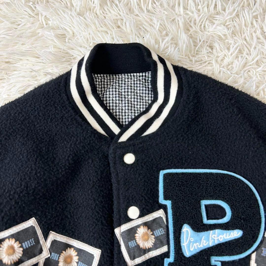 ピンクハウス ボアスタジャン オーバーサイズ ワッペン ブラック