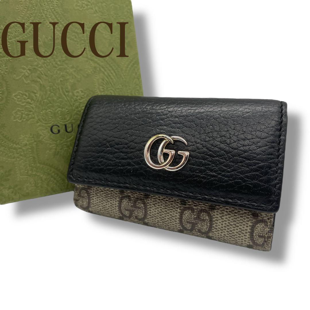 【極美品】GUCCI キーケース GGスプリーム レザー 黒 美品