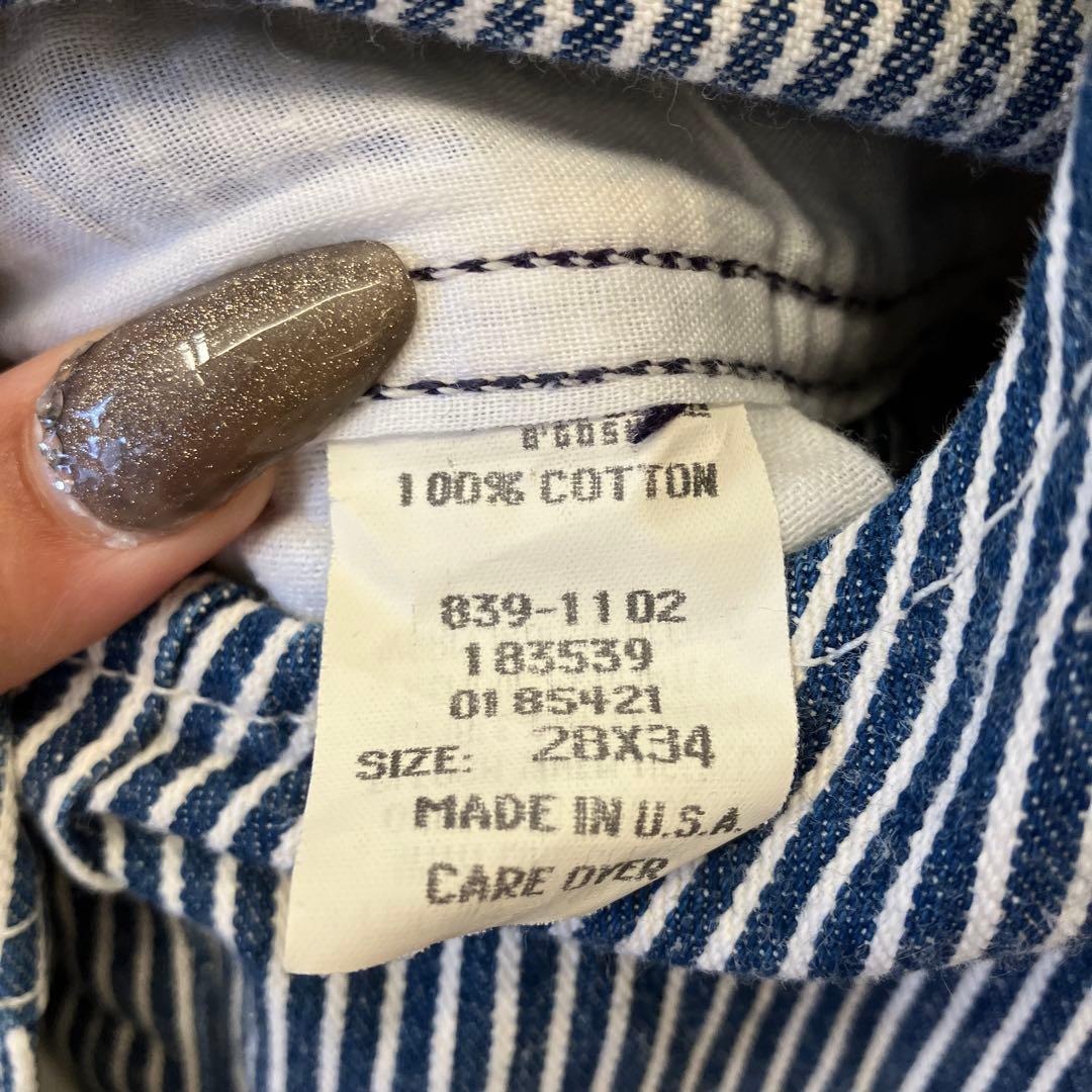 9.8 オシュコシュ USA製 ヒッコリー オーバーオール つなぎ ワークウェア