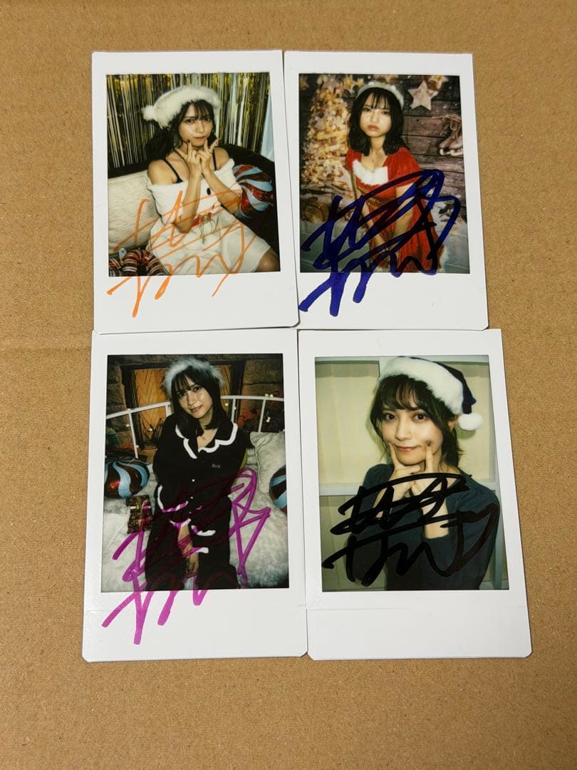 桃月なしこ サイン入りクリスマスチェキ4枚セット