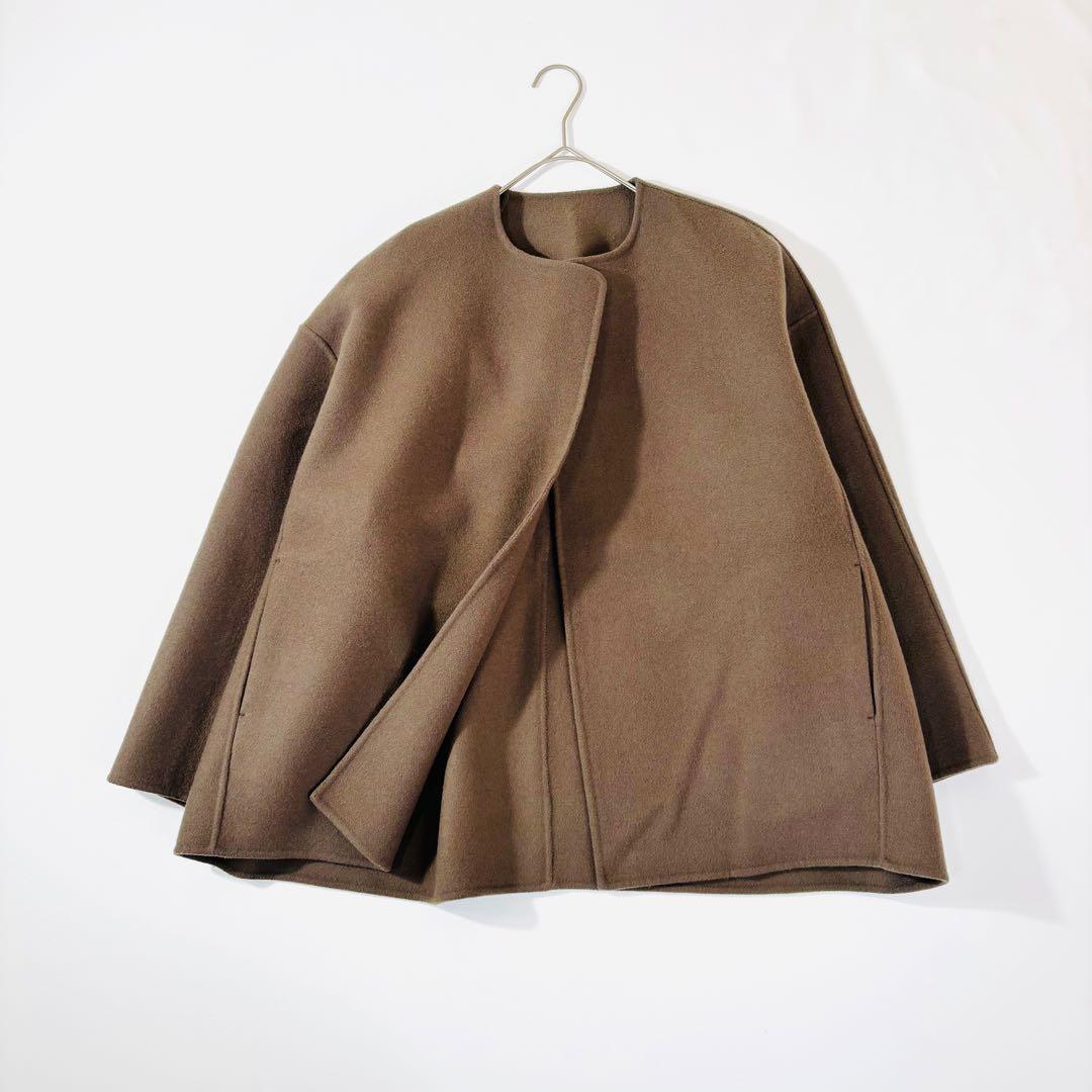 828 マルティニーク ノーカラー ショートコート モカブラウン 定価5.2万