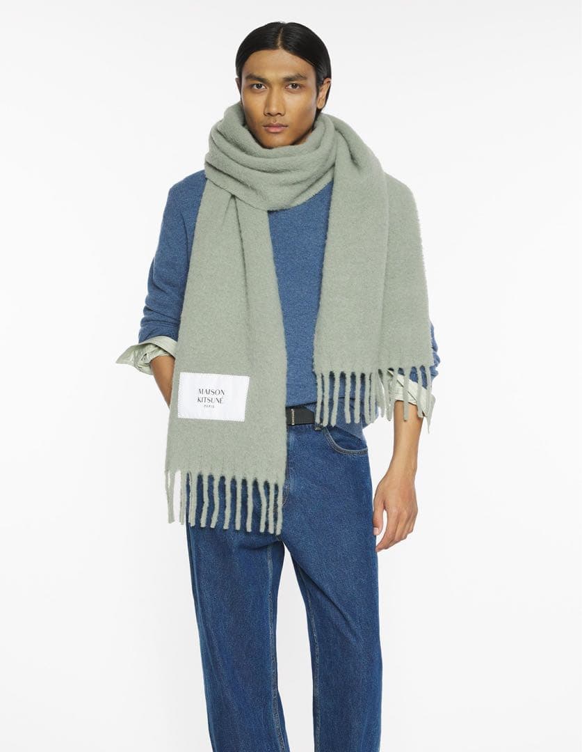 MAISON KITSUNÉ グリーン マフラー　アルパカ