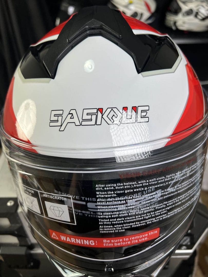 白黒柄 フリップアップ式 システムフルフェイスヘルメットダブルシールド内蔵