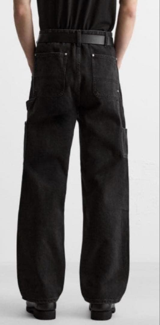 ZARA ダブルニー　ペインターパンツ　ブラックデニム　完売品