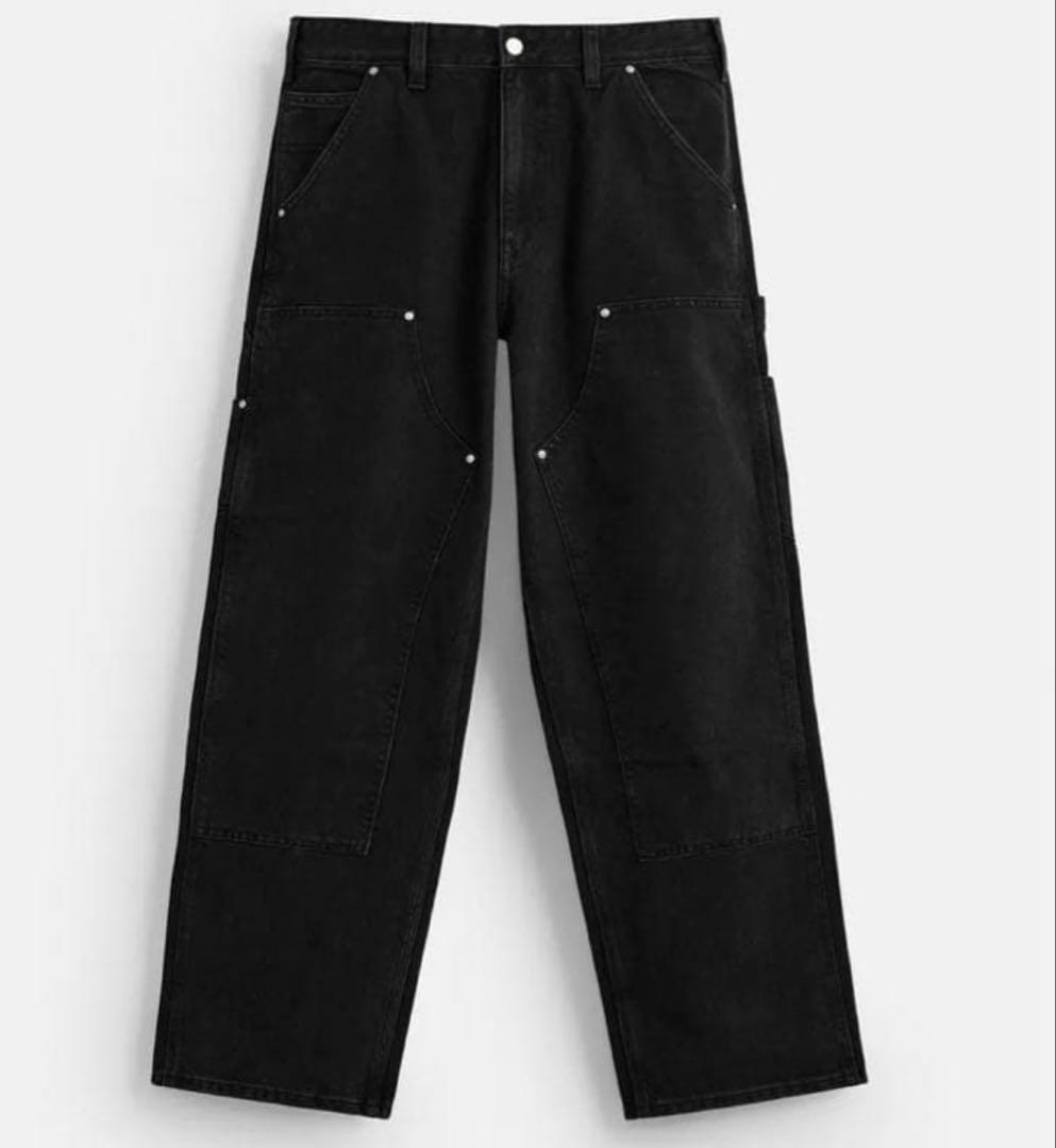 ZARA ダブルニー　ペインターパンツ　ブラックデニム　完売品