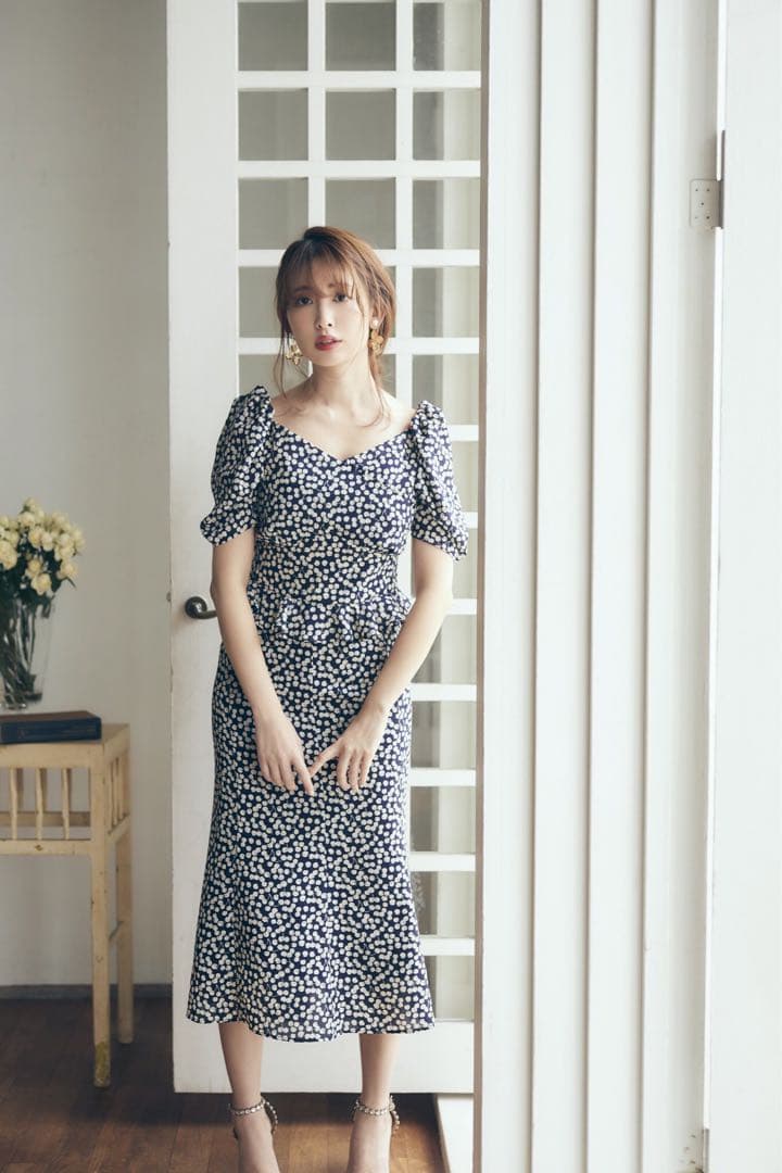ワンピース herlipto Cherry Pattern Two Piece navy M