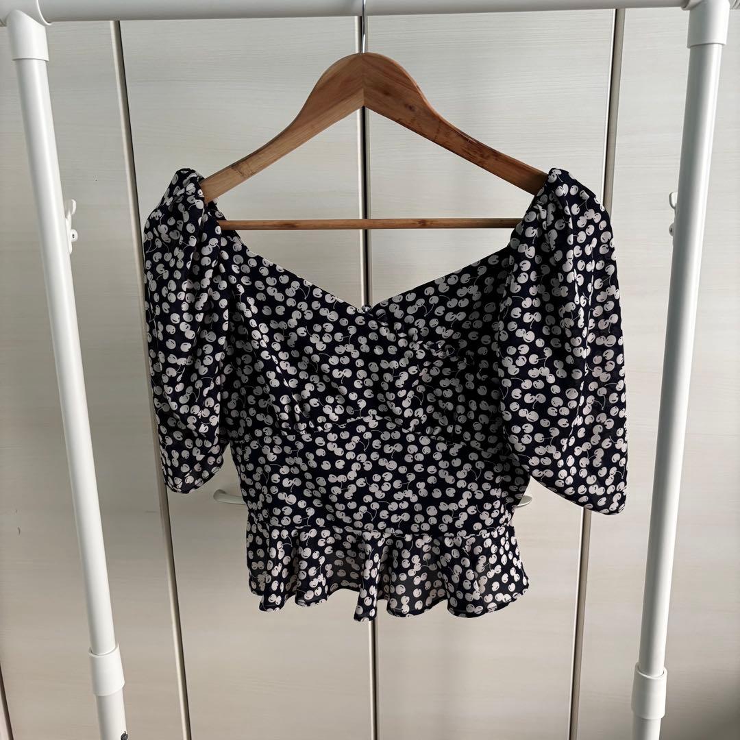 ワンピース herlipto Cherry Pattern Two Piece navy M