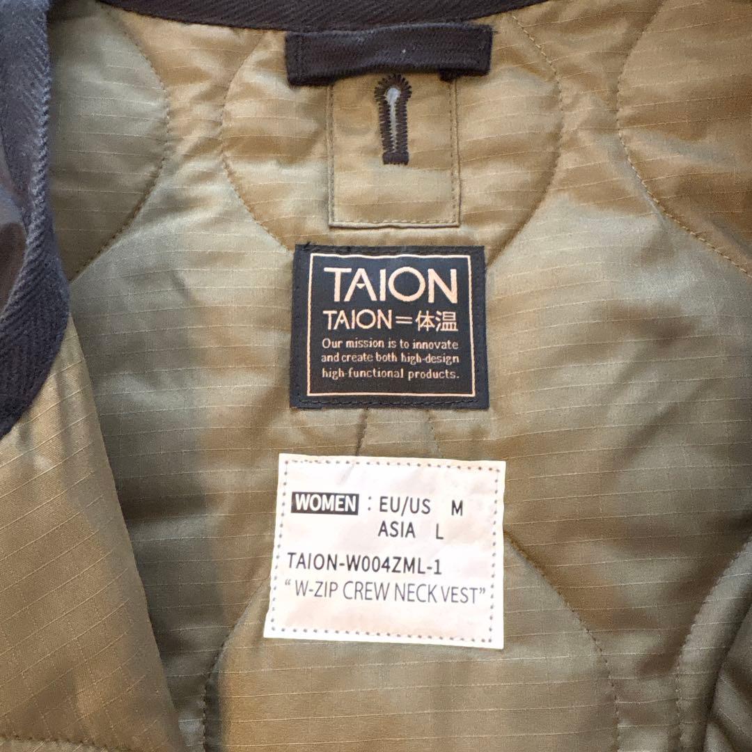 【TAION】 ミリタリー クルーネックWジップ ダウンベスト