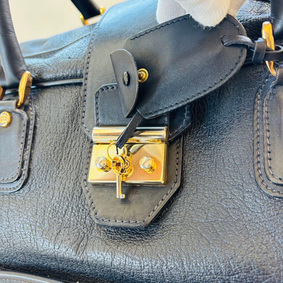 GUCCI レザー　ボストンバッグ　本革　ブラック　ヴィンテージ　大型バッグ