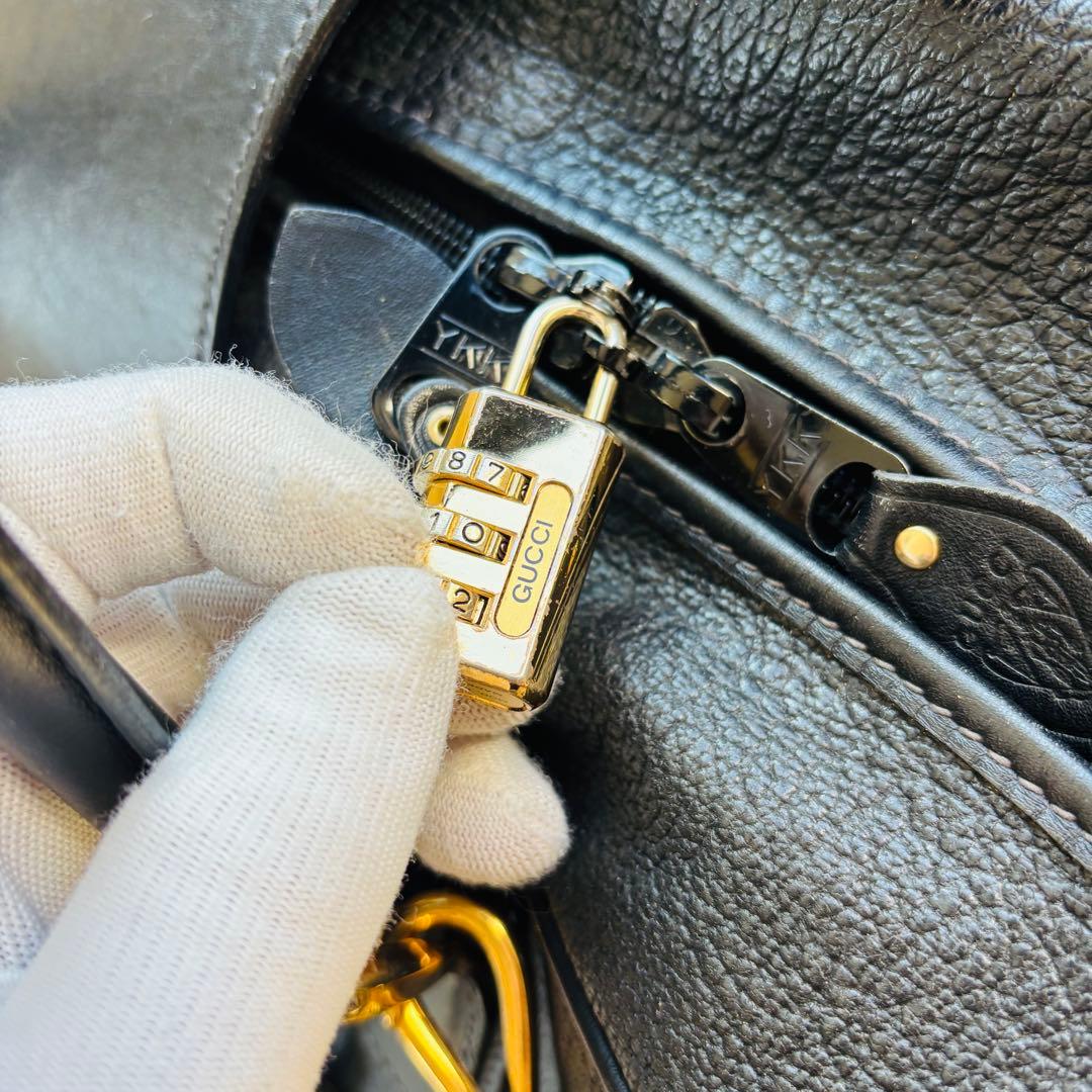 GUCCI レザー　ボストンバッグ　本革　ブラック　ヴィンテージ　大型バッグ