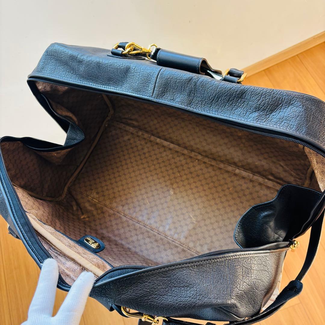 GUCCI レザー　ボストンバッグ　本革　ブラック　ヴィンテージ　大型バッグ