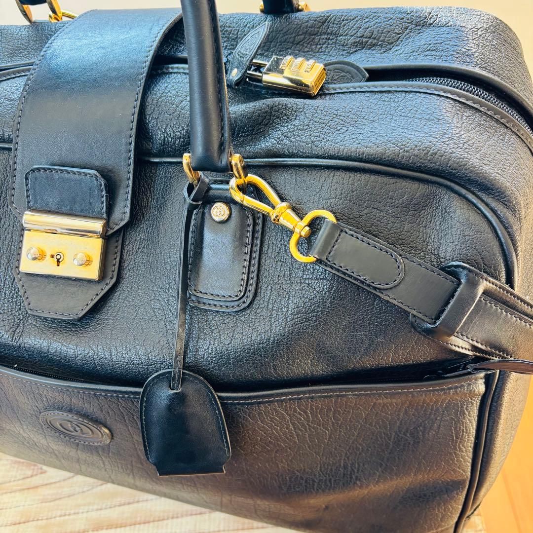 GUCCI レザー　ボストンバッグ　本革　ブラック　ヴィンテージ　大型バッグ