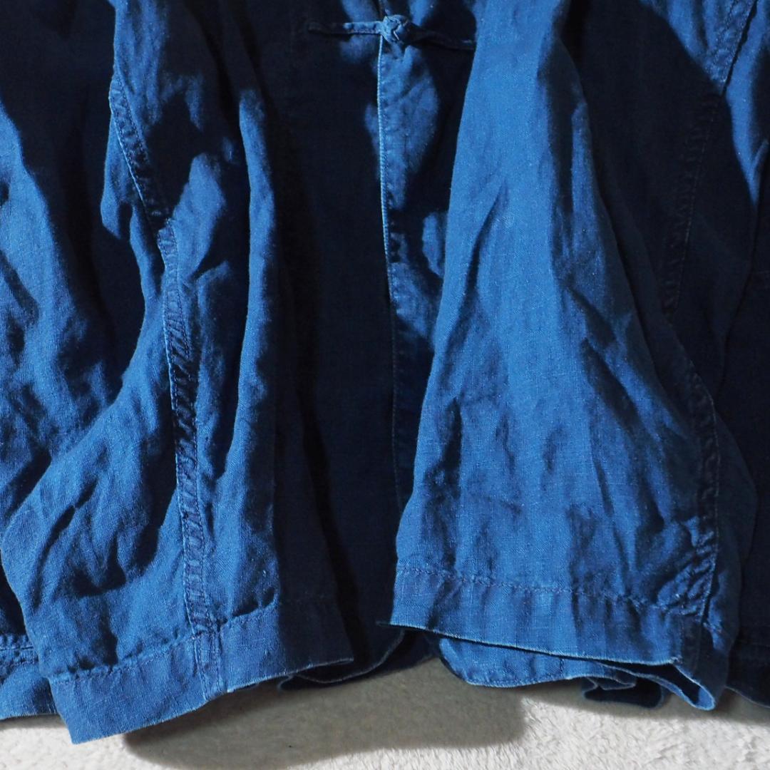 オアスロウ or Slow リネンジャケット 麻100%生地 インディゴ L相当