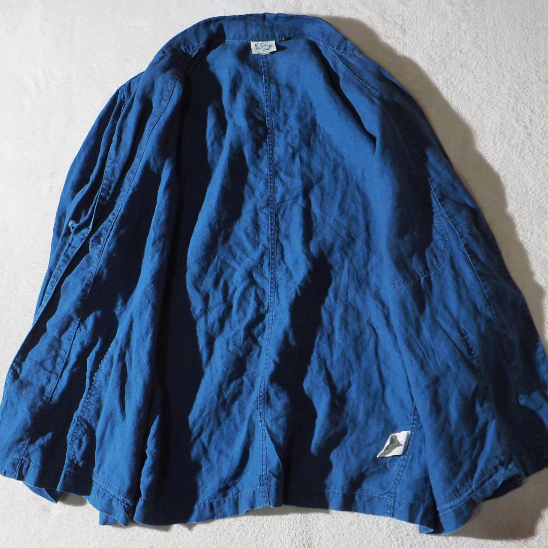 オアスロウ or Slow リネンジャケット 麻100%生地 インディゴ L相当