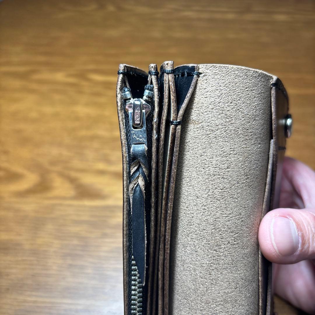 KYOYA7012 3層ミドルウォレット フリーポケット付き　ブラック