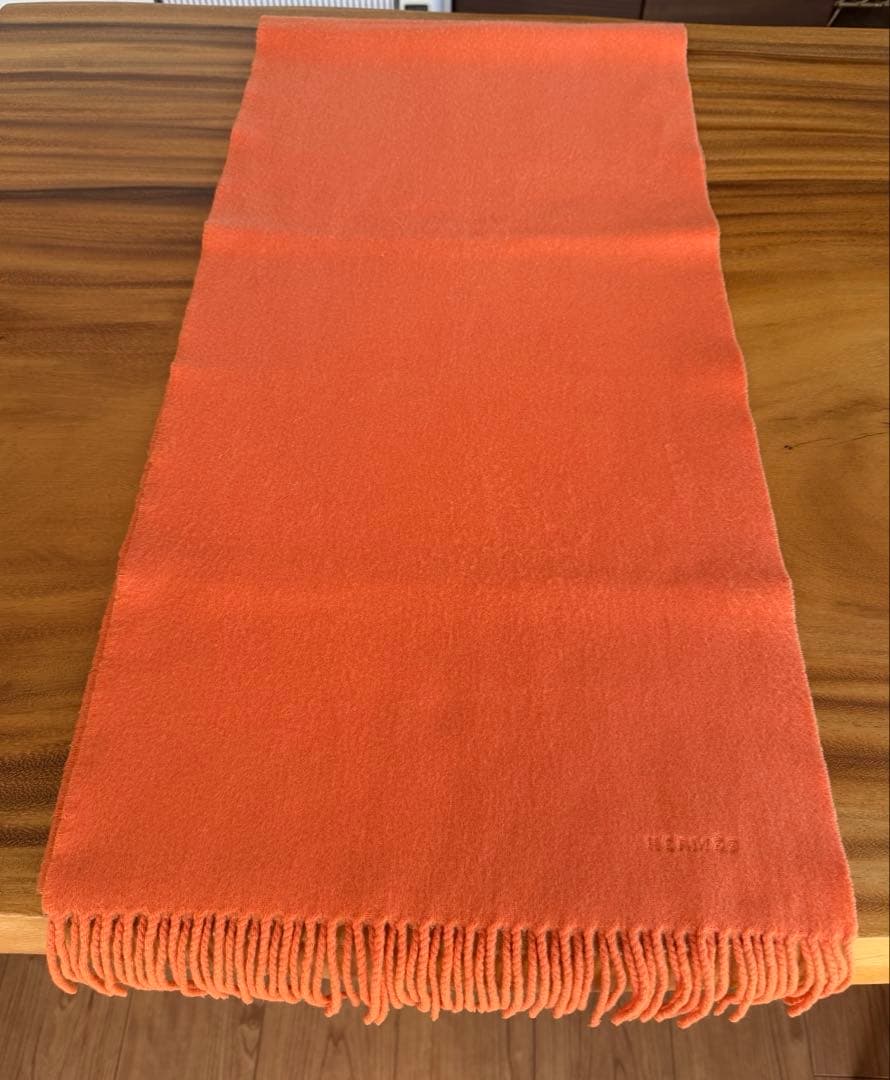 HERMES カシミヤ マフラー オレンジ