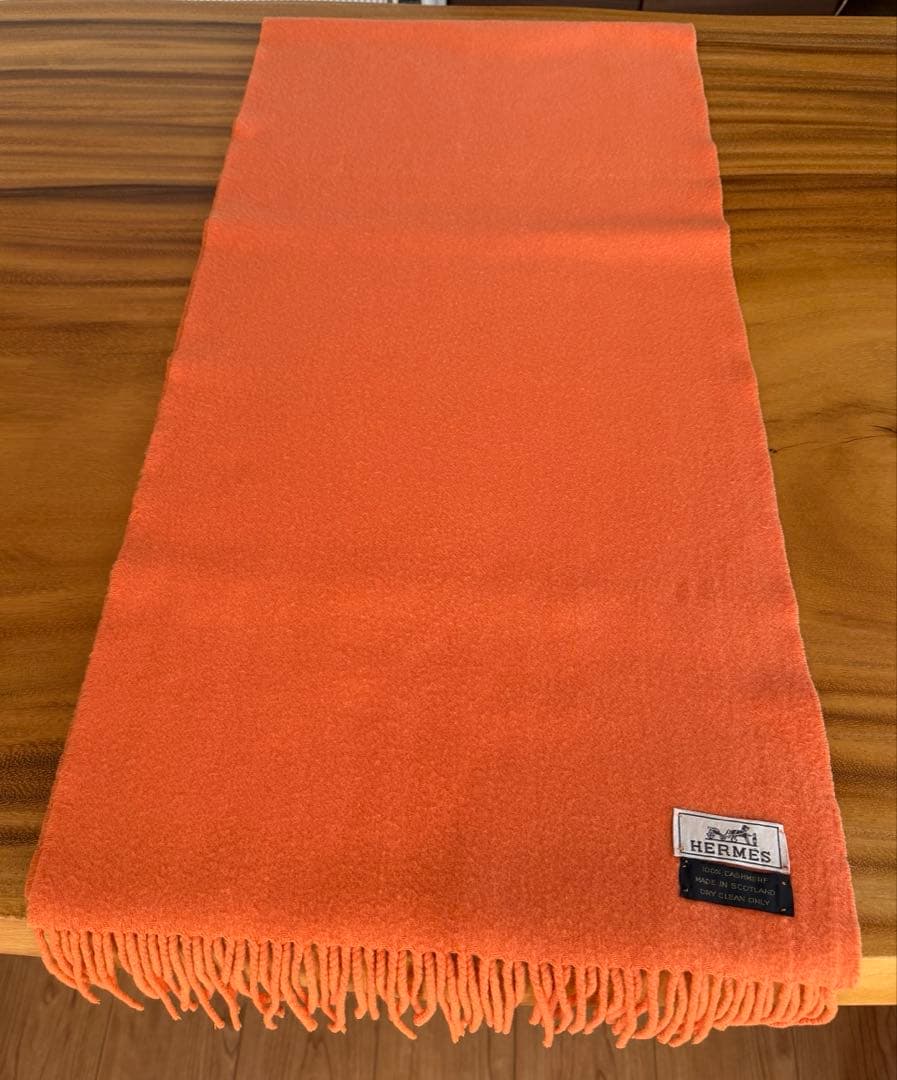 HERMES カシミヤ マフラー オレンジ