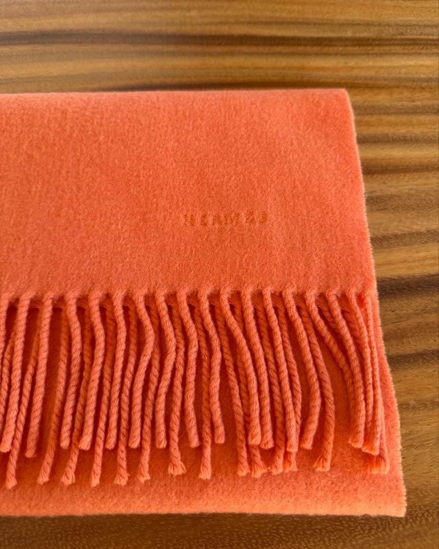 HERMES カシミヤ マフラー オレンジ