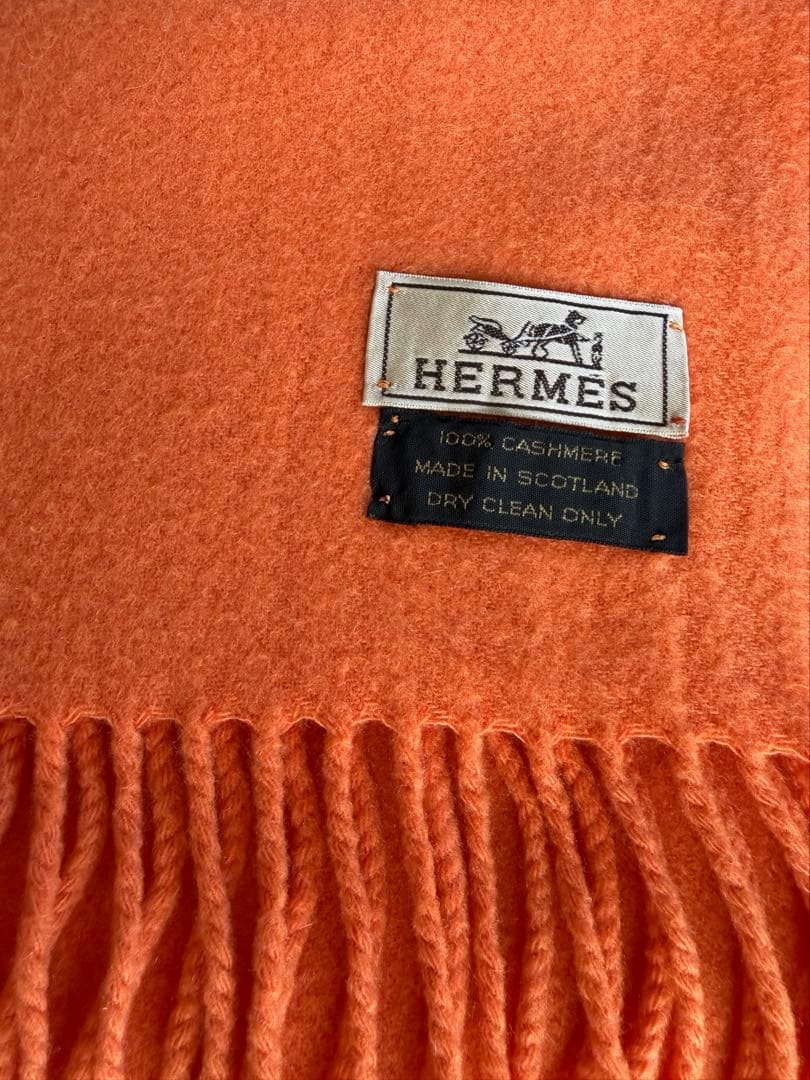 HERMES カシミヤ マフラー オレンジ