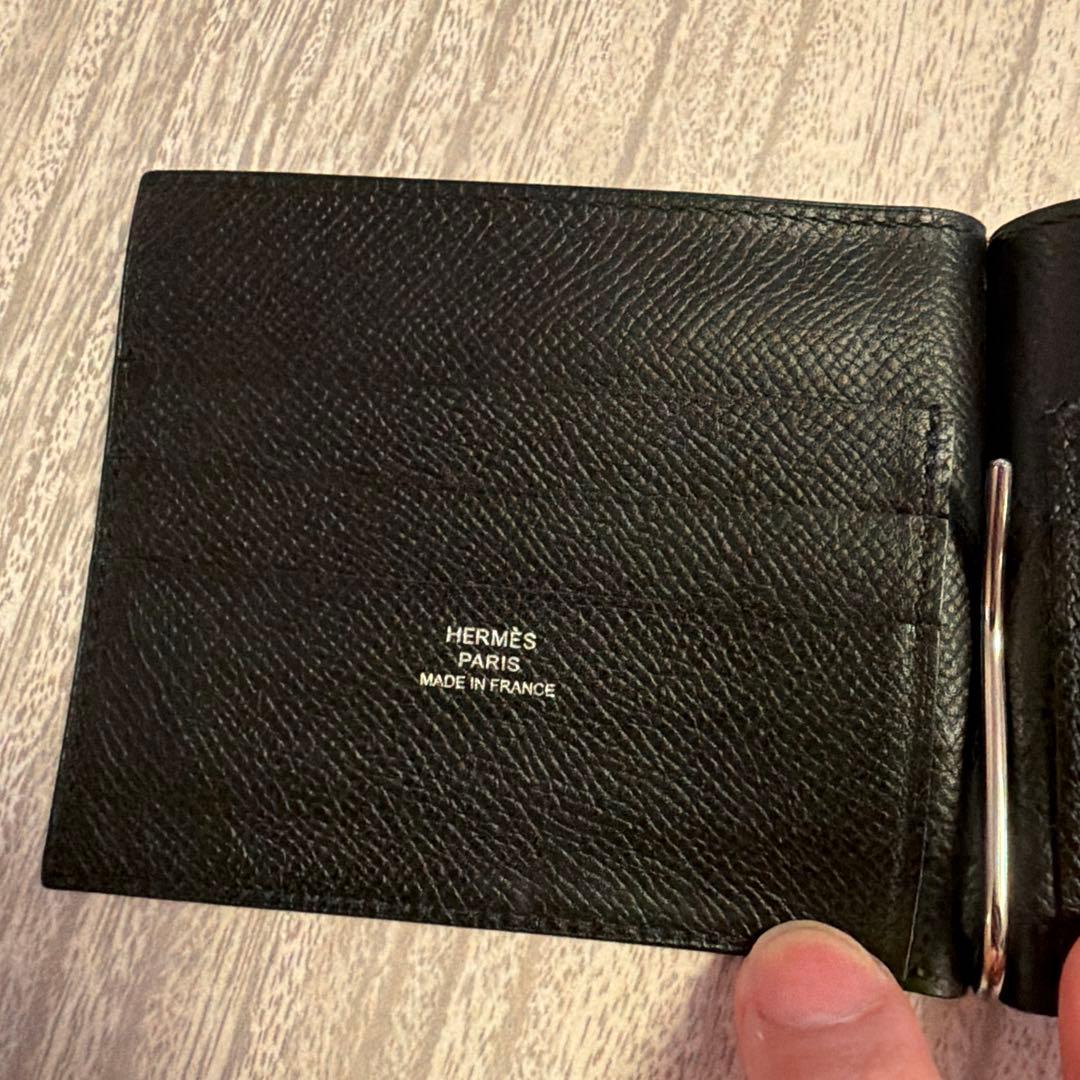 HERMES エルメス マネークリップ ポーカーGM ヴォーエプソン ブラック