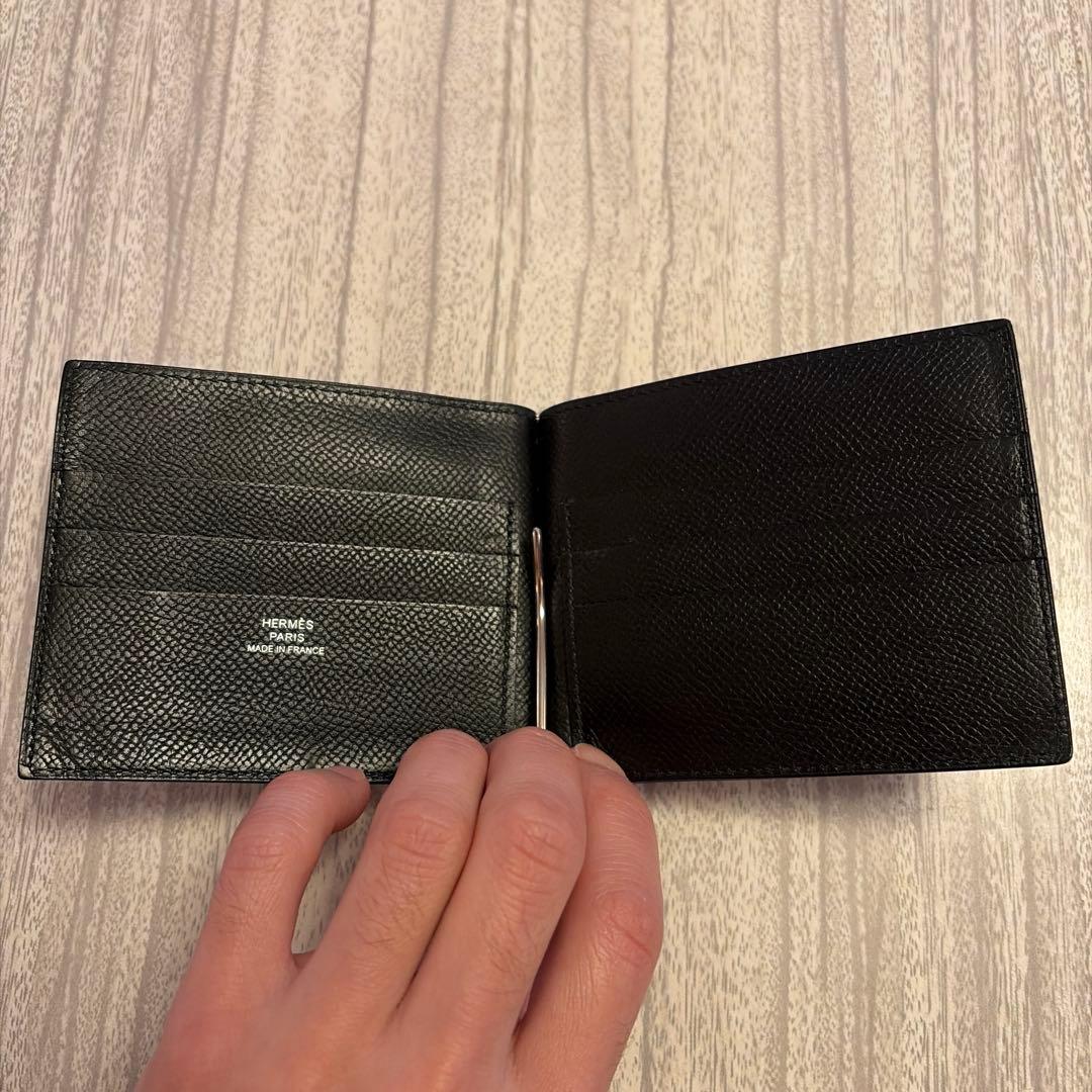 HERMES エルメス マネークリップ ポーカーGM ヴォーエプソン ブラック