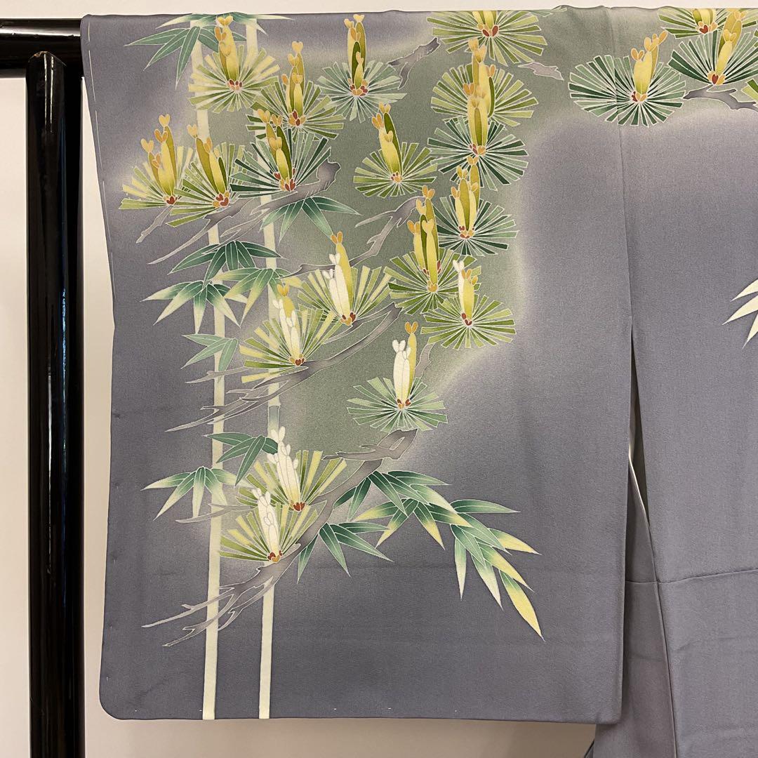 ヨシシ様おまとめグレー地に松竹梅が凛として佇む作家もの訪問着&三人童子名古屋帯