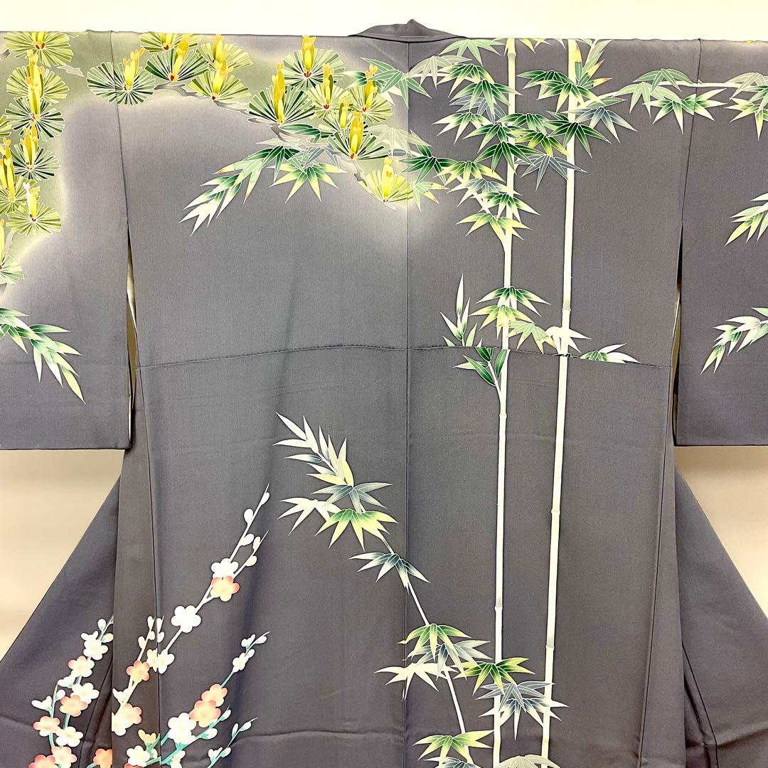 ヨシシ様おまとめグレー地に松竹梅が凛として佇む作家もの訪問着&三人童子名古屋帯