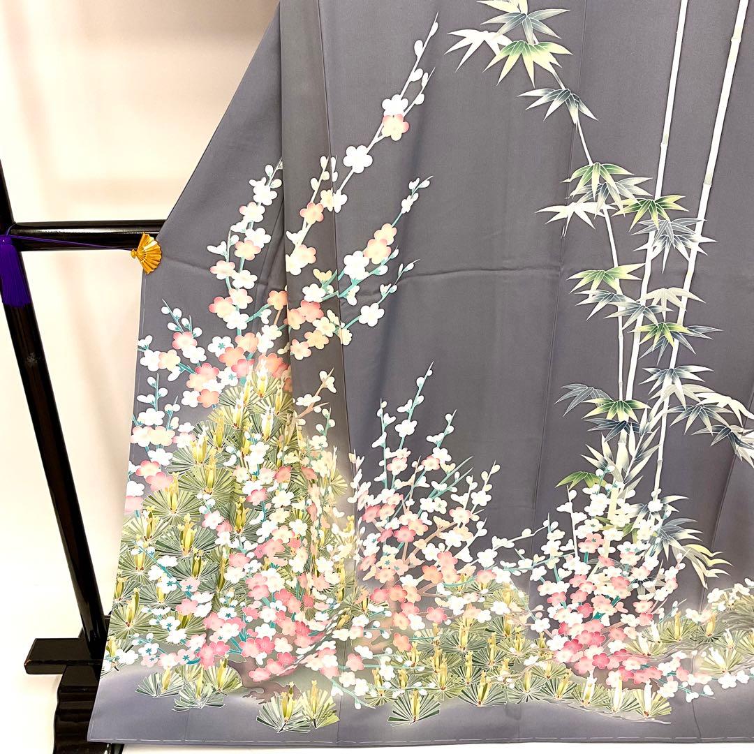 ヨシシ様おまとめグレー地に松竹梅が凛として佇む作家もの訪問着&三人童子名古屋帯