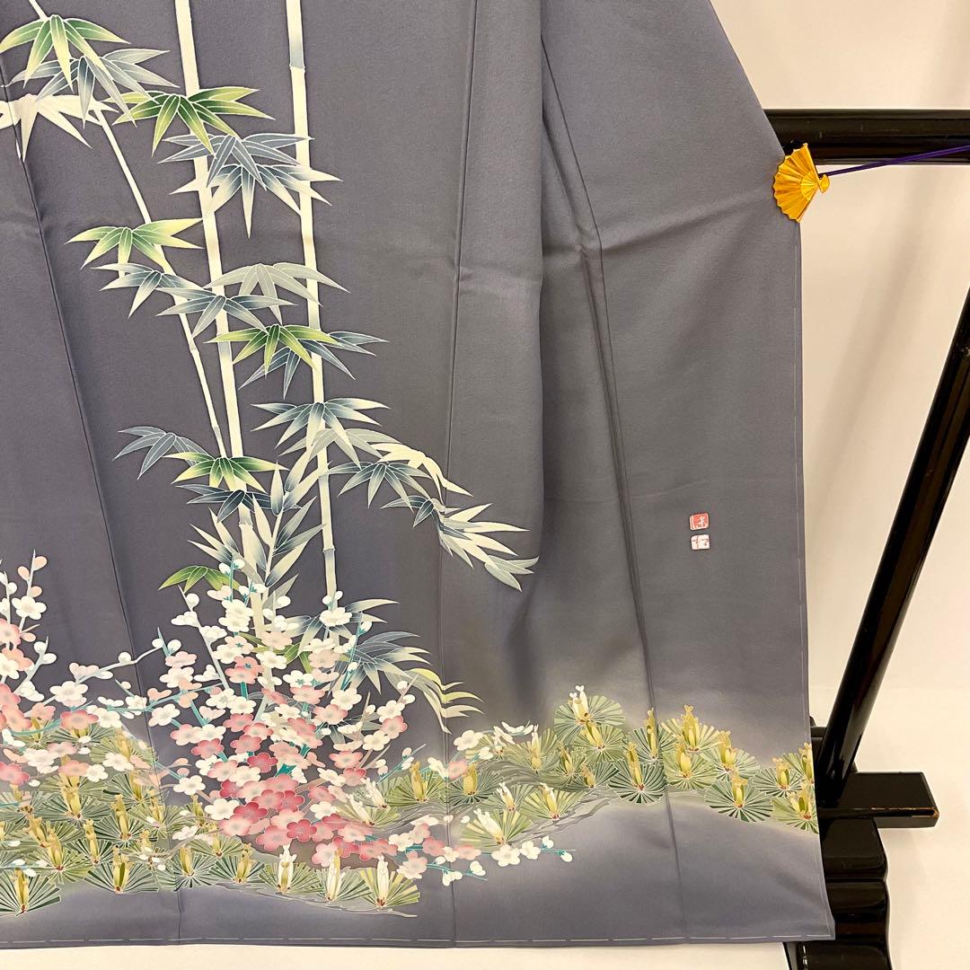 ヨシシ様おまとめグレー地に松竹梅が凛として佇む作家もの訪問着&三人童子名古屋帯