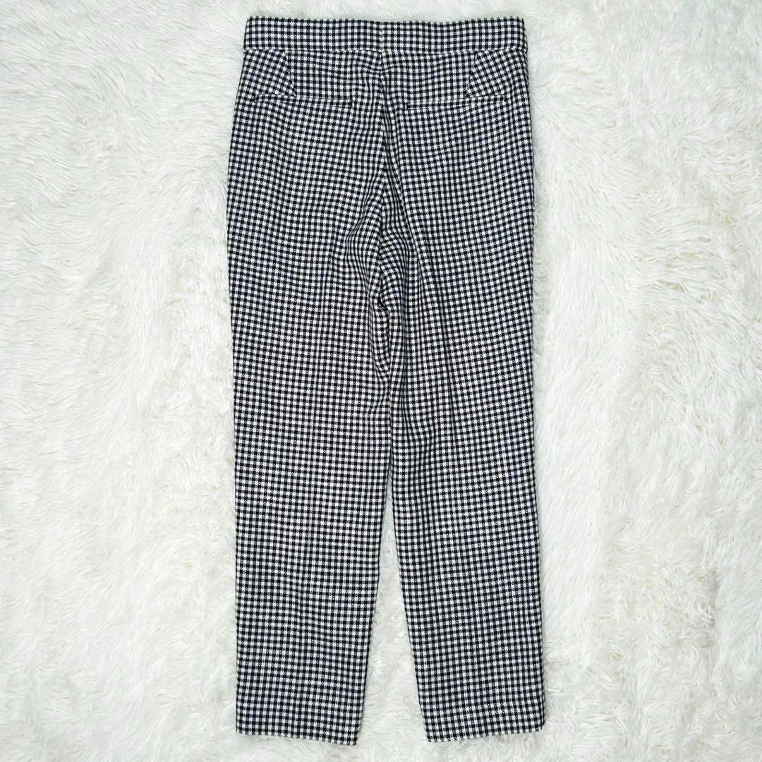 美品 Drawer ドゥロワー ウールシルク ギンガムチェック パンツ 38