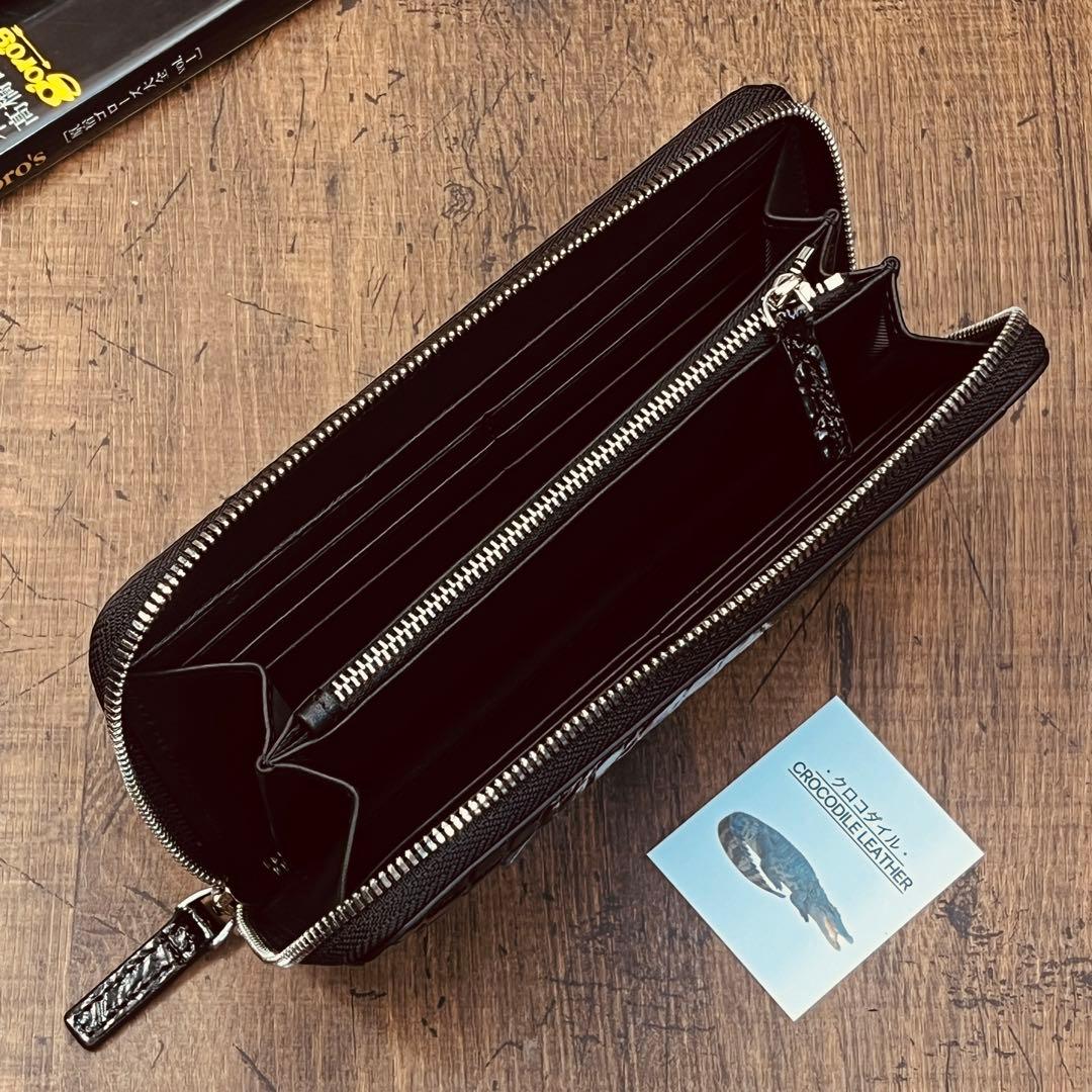 実物撮影 一枚革 クロコダイル メンズ長財布 ラウンドファスナー 新品 未使用