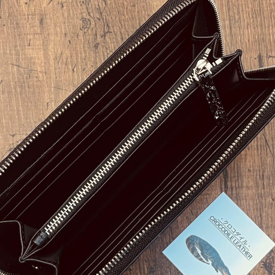 実物撮影 一枚革 クロコダイル メンズ長財布 ラウンドファスナー 新品 未使用