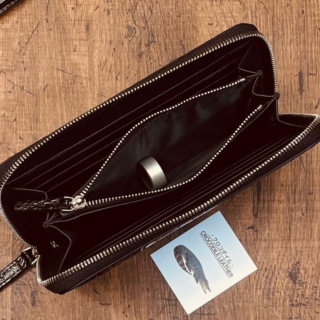 実物撮影 一枚革 クロコダイル メンズ長財布 ラウンドファスナー 新品 未使用