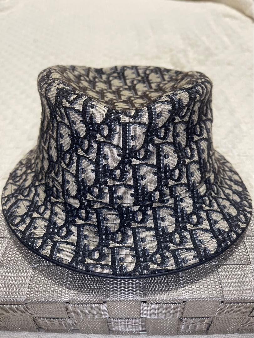 極美品 クリスチャンディオール バケットハット 帽子ネイビー メンズ レディース