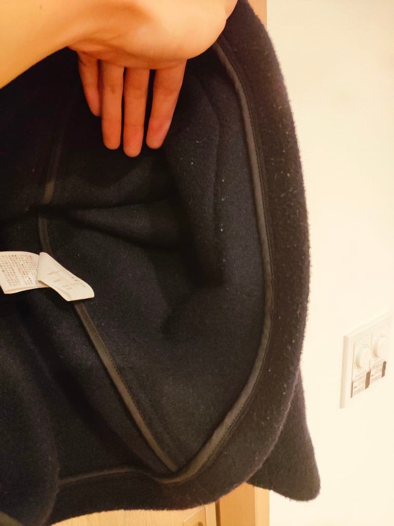 danton ノーカラー　ウールコート　ネイビー