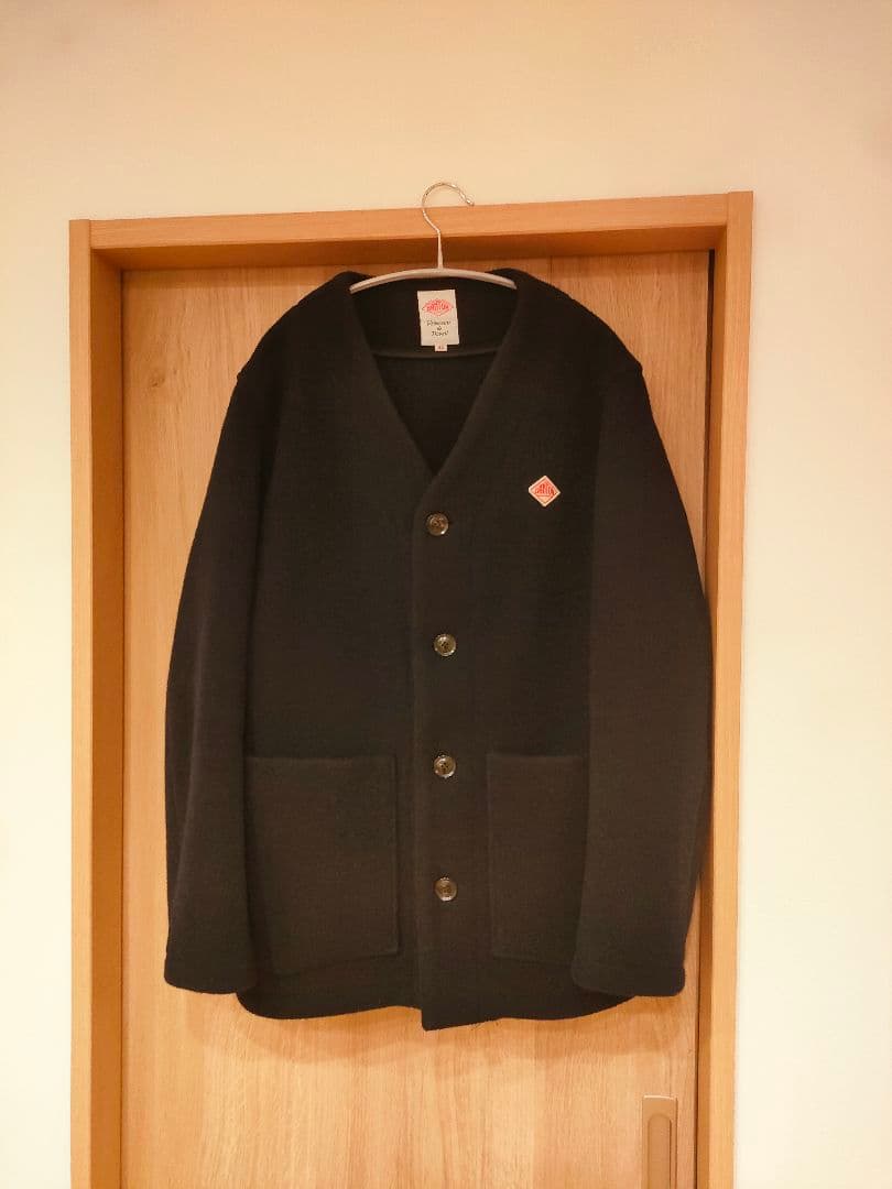 danton ノーカラー　ウールコート　ネイビー