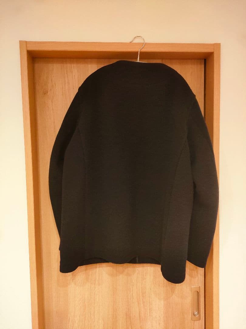 danton ノーカラー　ウールコート　ネイビー