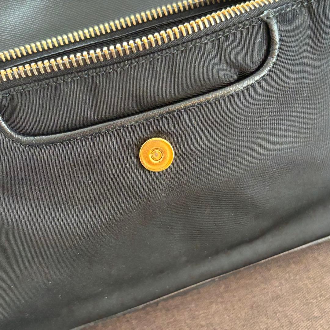 PRADA ブラック ナイロン ショルダーバッグ 牛革 サフィアーノ プラダ