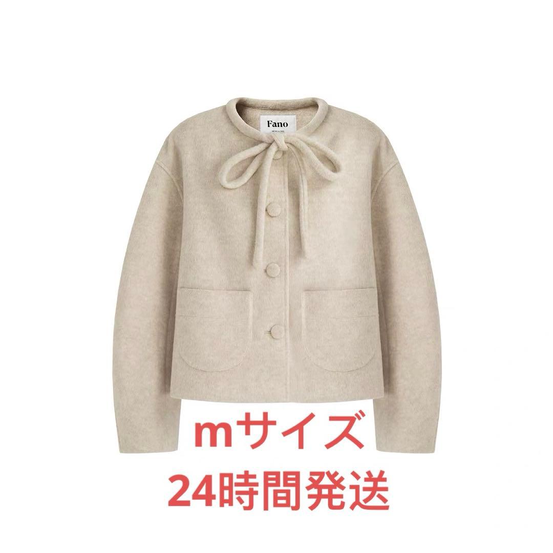 即購可Fanostudios リボンタイ ショートウールコート FQ24W101