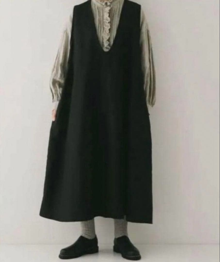 ◯nest Robe コットンラミーバックサテン2WAYワンピース ブラック◯