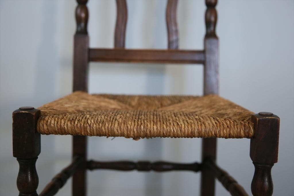 フランスアンティーク木製ダイニングチェア/ラッシュシートイス(90-43-2)